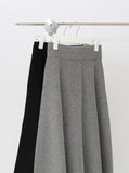 Flared Ribbed Long Skirt