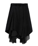 Corduroy Chiffon Unbalanced Midi Skirt