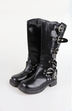 Bio strap long leather boots