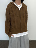 Cable Knit Hood Zip Up