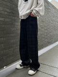 Check Black Wide Denim