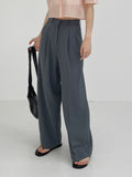 Cooling silhouette two-tuck wide slacks