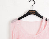 Bru sleeveless layered see-through ribbed long sleeve knit