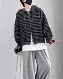 Tibber Stripe Knit Hood Zip-up