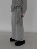 Velour Knot Maxi Long Skirt
