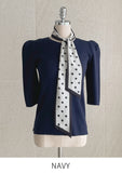 [Scarf set] Celyz Dot Tie Puff Short Sleeve Knit