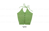 BUTTON HALTER KNIT TOP