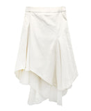 Corduroy Chiffon Unbalanced Midi Skirt