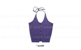 BUTTON HALTER KNIT TOP