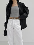 Nude Loose Fit Single Leather Jacket