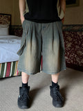 Suspenders Bermuda Two-Tuck Denim