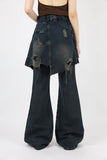 Long double wrap denim pants