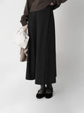 Brush wrap style flare long skirt