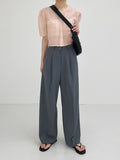 Cooling silhouette two-tuck wide slacks
