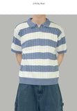 Brin collar striped knit