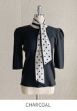 [Scarf set] Celyz Dot Tie Puff Short Sleeve Knit