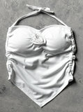 Rose shirring halter top