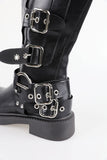 Bio strap long leather boots