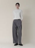 [Premium] High-Waist Pintuck Wide Pants