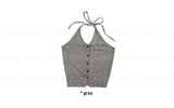 BUTTON HALTER KNIT TOP