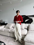 Deep one-tuck wide cotton pants