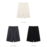 Basic Cotton Two Tuck Bermuda Pants