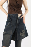 Long double wrap denim pants