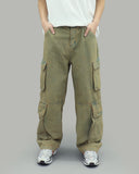 Double pocket washed denim pants