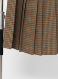 Leaven Wool Check Pleated Skirt