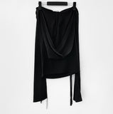 O-view Strap Off-Shoulder Hoodie