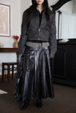 Bold Leather Pleated Skirt