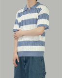 Brin collar striped knit