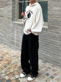 Check Black Wide Denim