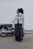 Check wool layered skirt