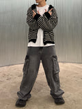 Stripe Over Hood Knit Zip-Up