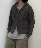 Cable Knit Hood Zip Up