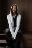 Cloud fur hoodie zip-up