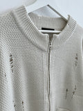 Rio Diamond Damage Knit Zip-Up