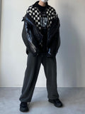 Mohair Checker Knit Zip-Up
