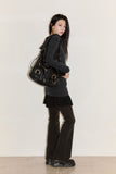 Circle leather 2-way shoulder bag