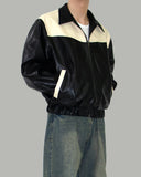 Lupon collar leather jacket