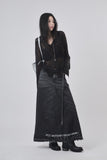 raw cut sand denim long skirt