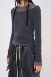 Stretch slim wide-neck long sleeve