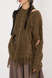 Twisted unbalance fringe damage knit