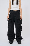 Traveler solid cargo denim pants