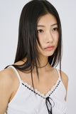 Lace string crop sleeveless top