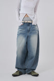 Embo washed over denim pants