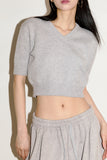 Verso v-neck crop short sleeve knit