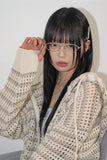 Lex mesh stripe knit hood zip-up