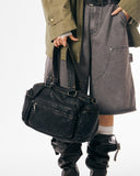 Old vintage multi-pocket leather bag